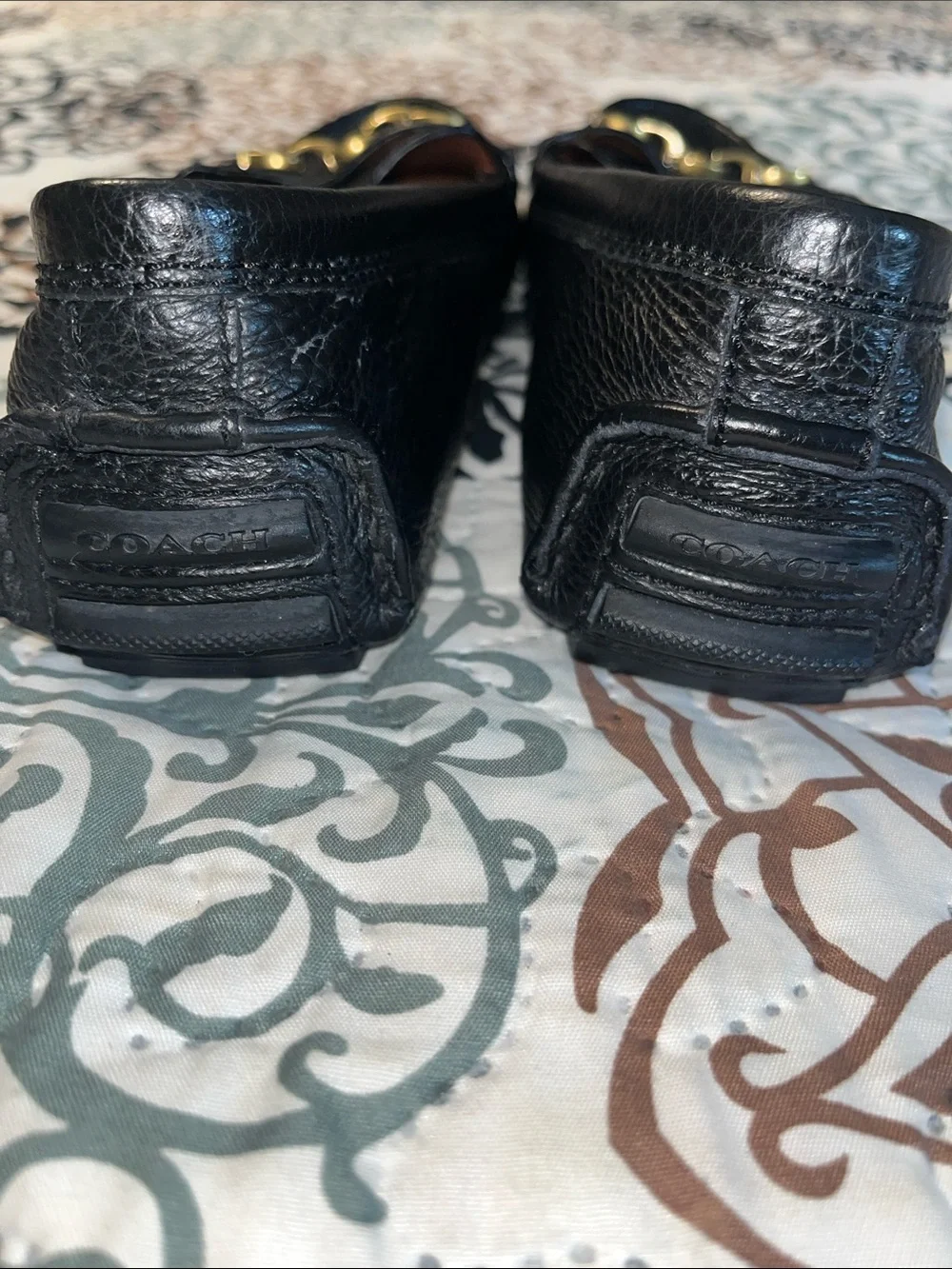 Coach Black Pebble Leather Crosby Driving Loafer